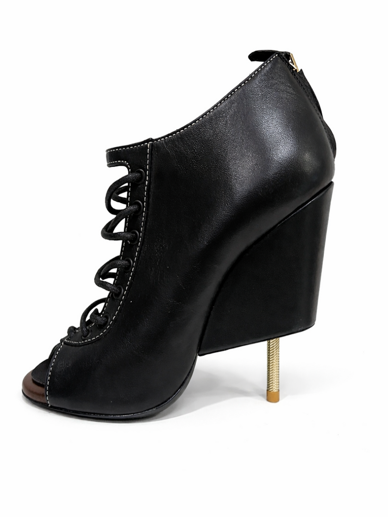 Givenchy Nissa Ankle Leather Lace Up Boots Black