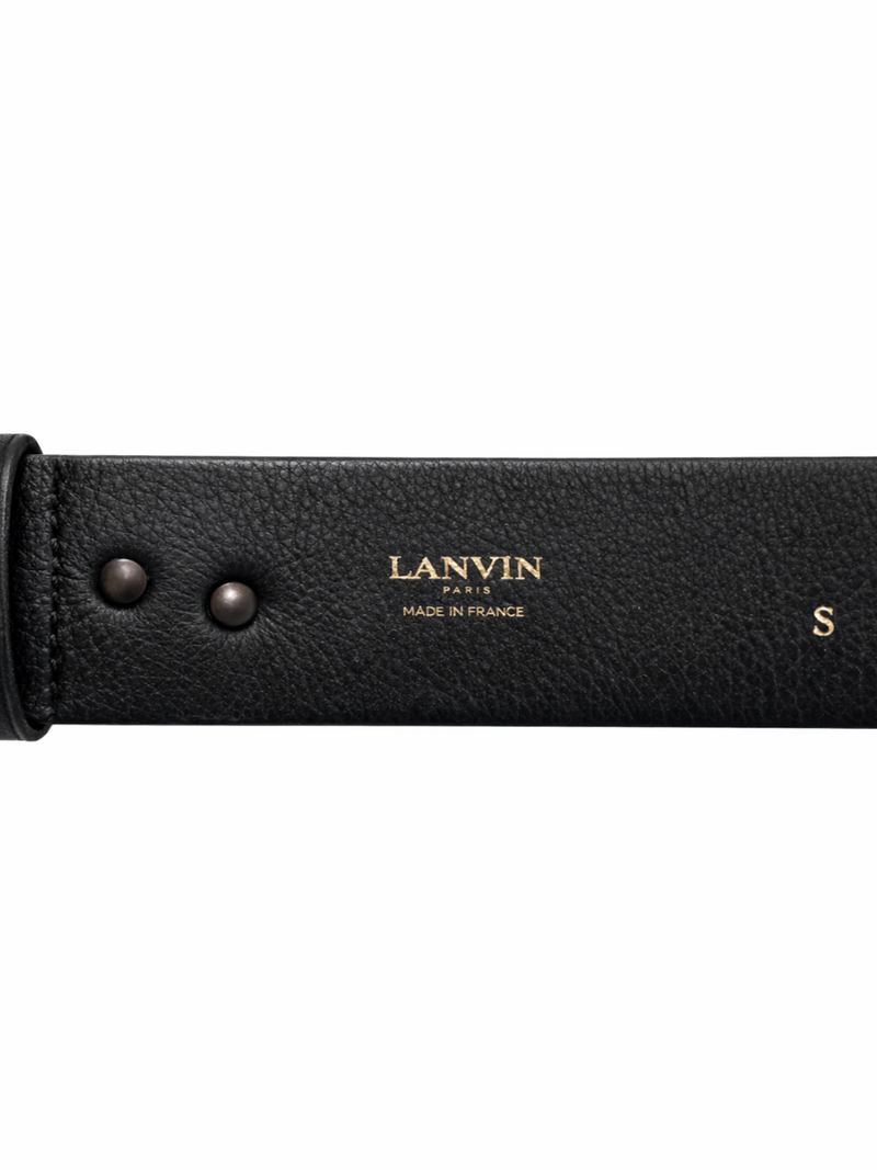 Lanvin Runway Leather Studded Bow Belt Black Silver