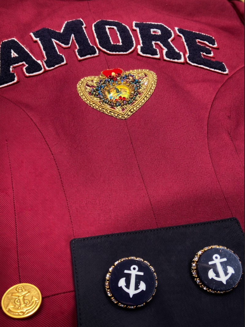 Dolce & Gabbana Runway Military-Style Love Jacket Black Red