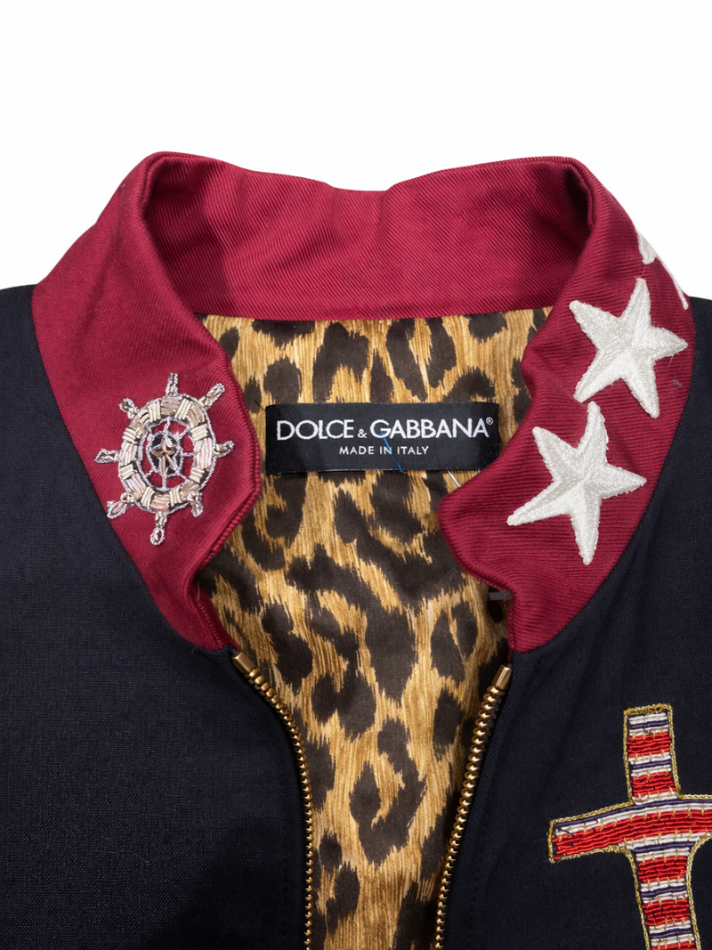 Dolce & Gabbana Runway Military-Style Love Jacket Black Red