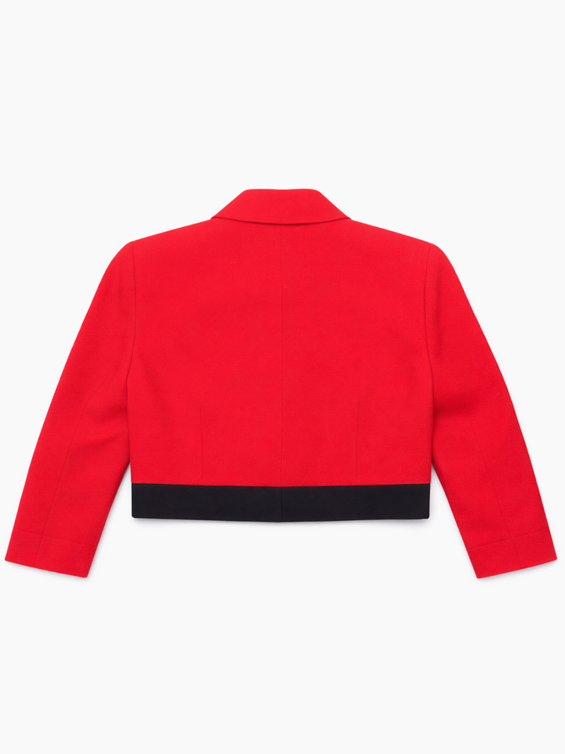 Christian Dior Vintage 1980s Cropped Wool Jacket Red Black