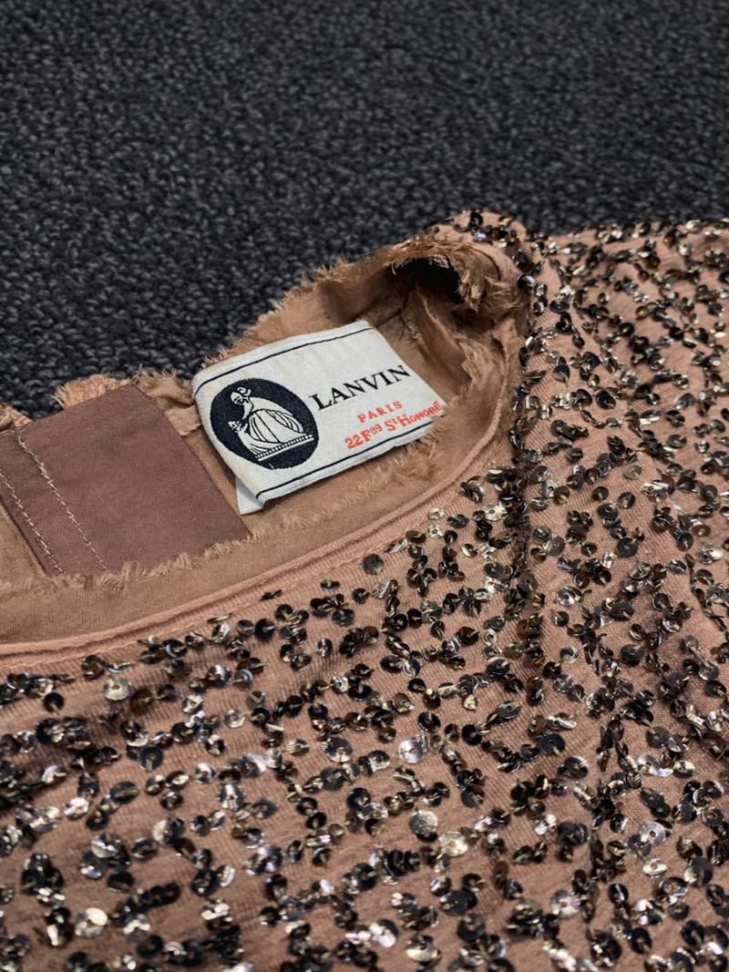 Lanvin Runway Sparkle Sequin Mini Dress Rose Gold