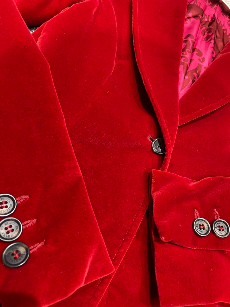 Valentino R.E.D. Lush Velvet Fitted Jacket Red