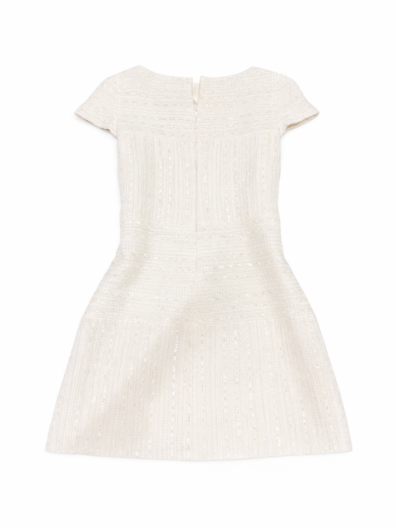 CHANEL Tweed Cream Sequin Mini Dress