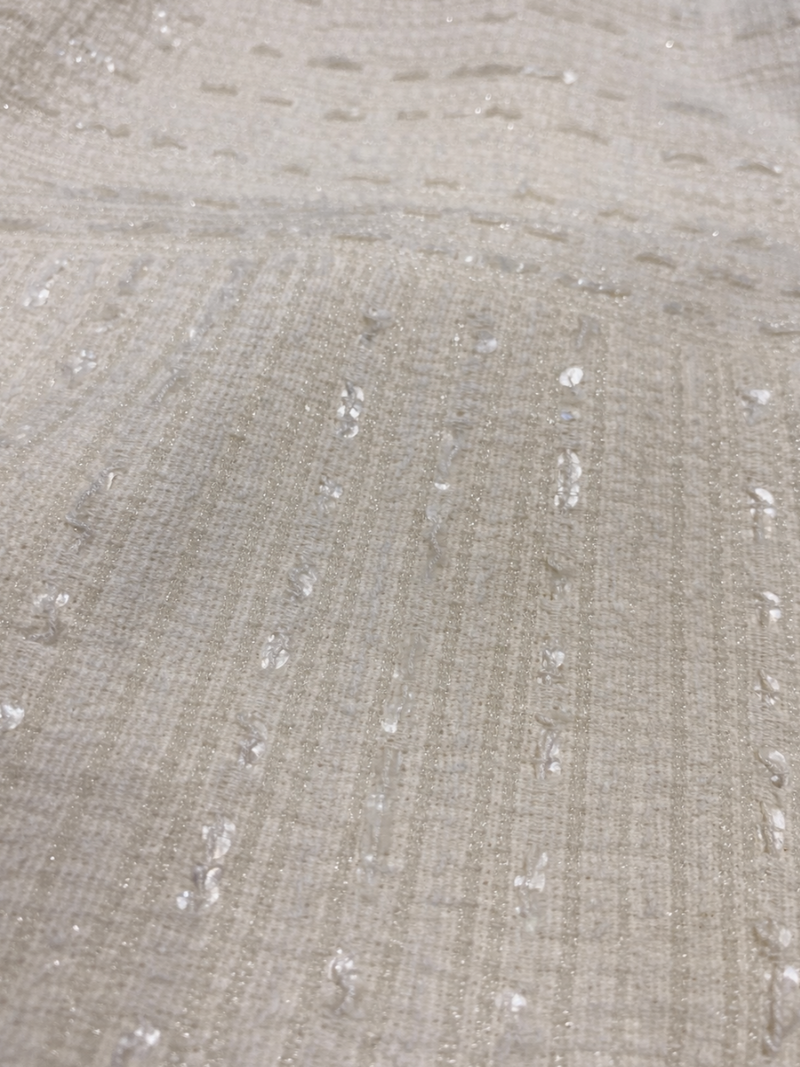 CHANEL Tweed Cream Sequin Mini Dress