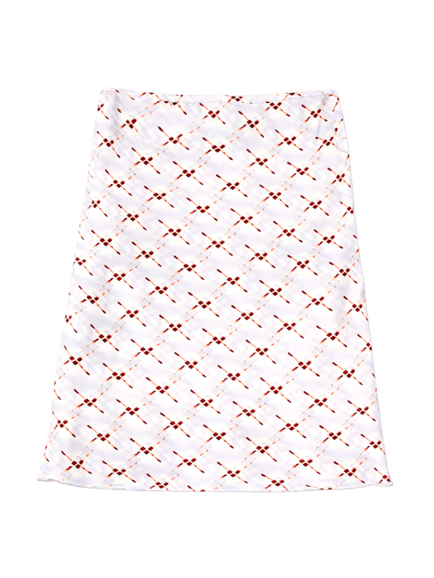 Prada Silk Lipstick Midi Skirt Multicolor