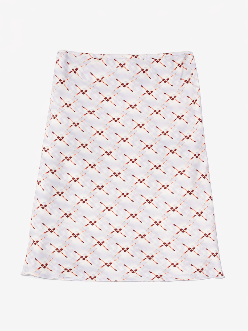 Prada Silk Lipstick Midi Skirt Multicolor