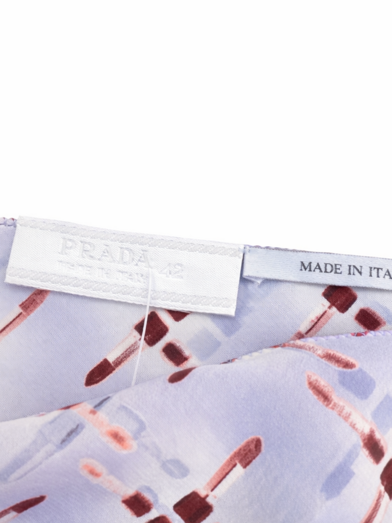 Prada Silk Lipstick Midi Skirt Multicolor