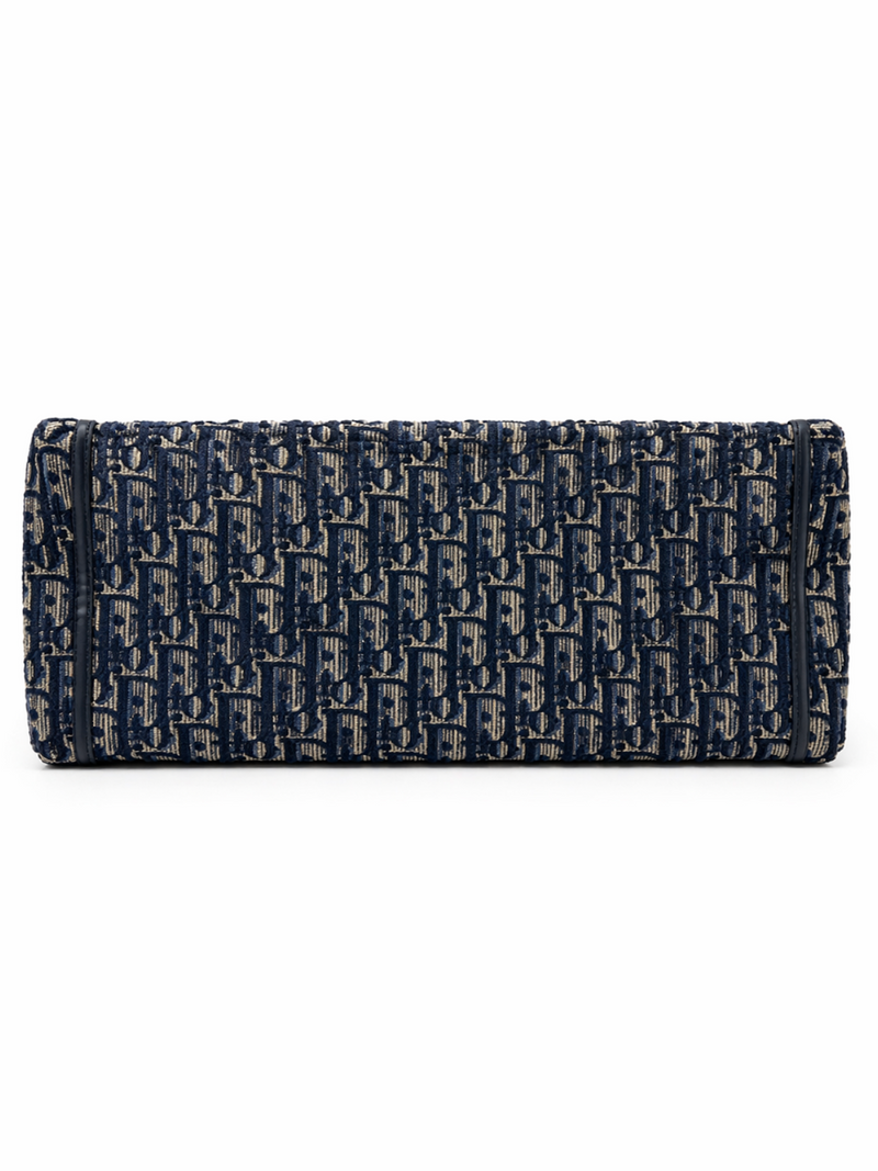 Christian Dior Book Tote Oblique Embroidered Bag Blue