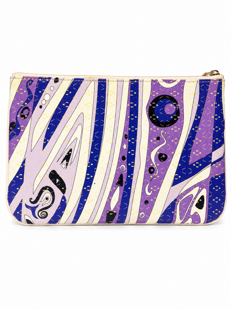 Emilio Pucci Signed Canvas Clutch Purple Multicolor
