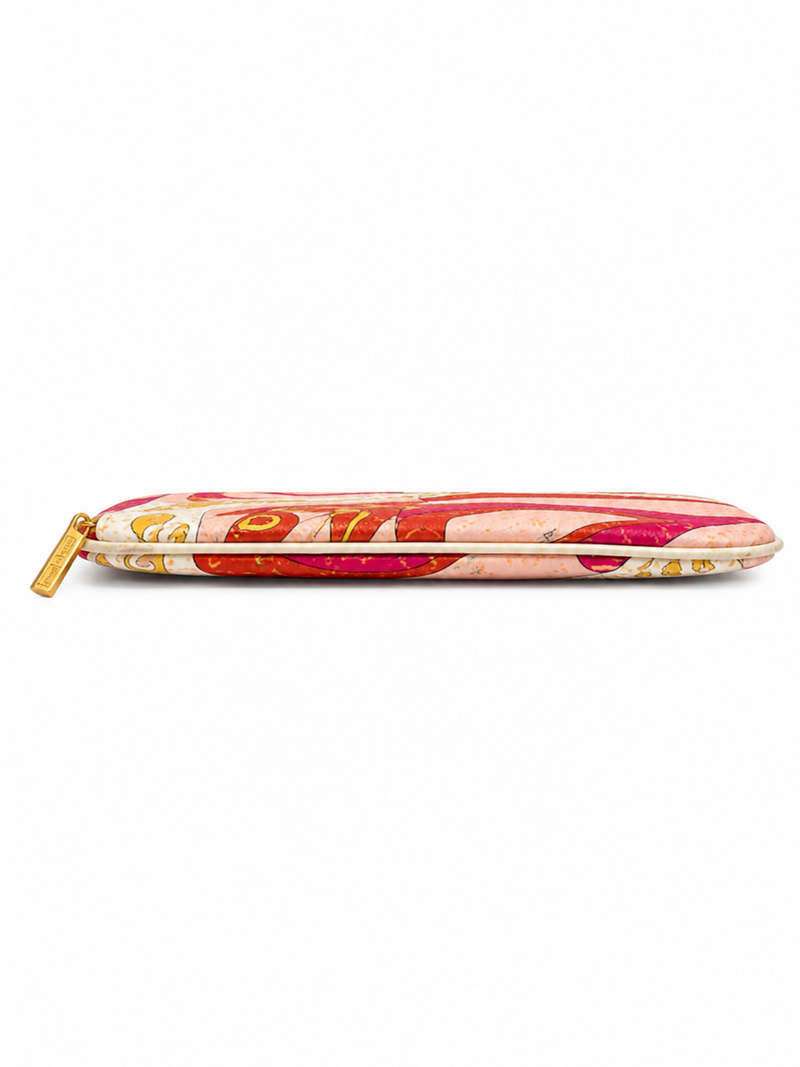 Emilio Pucci Signed Canvas Clutch Pink Multicolor