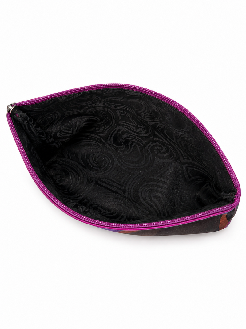 Emilio Pucci Signed Geometric Canvas Clutch Purple Multicolor