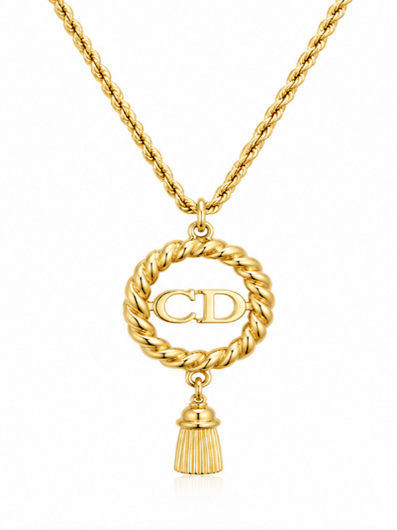 Christian Dior CD Logo 24K Gold Plated Necklace