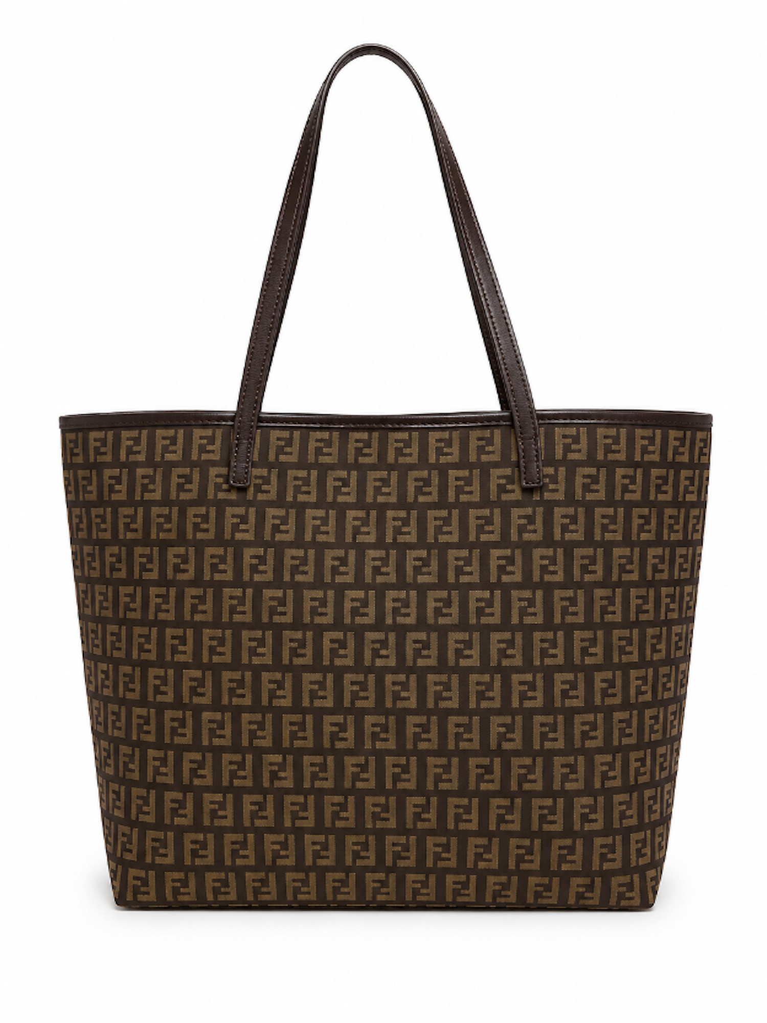 Fendi FF Logo Zucca Canvas Tote Bag Brown Beige