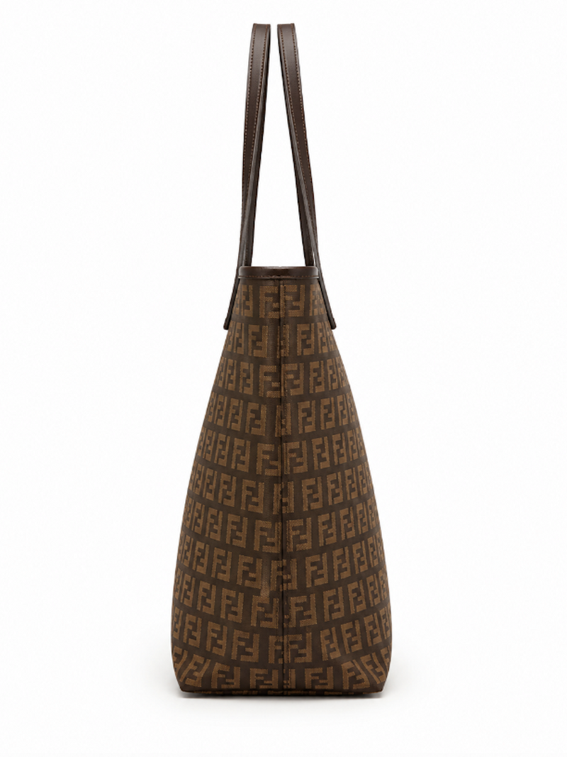 Fendi FF Logo Zucca Canvas Tote Bag Brown Beige