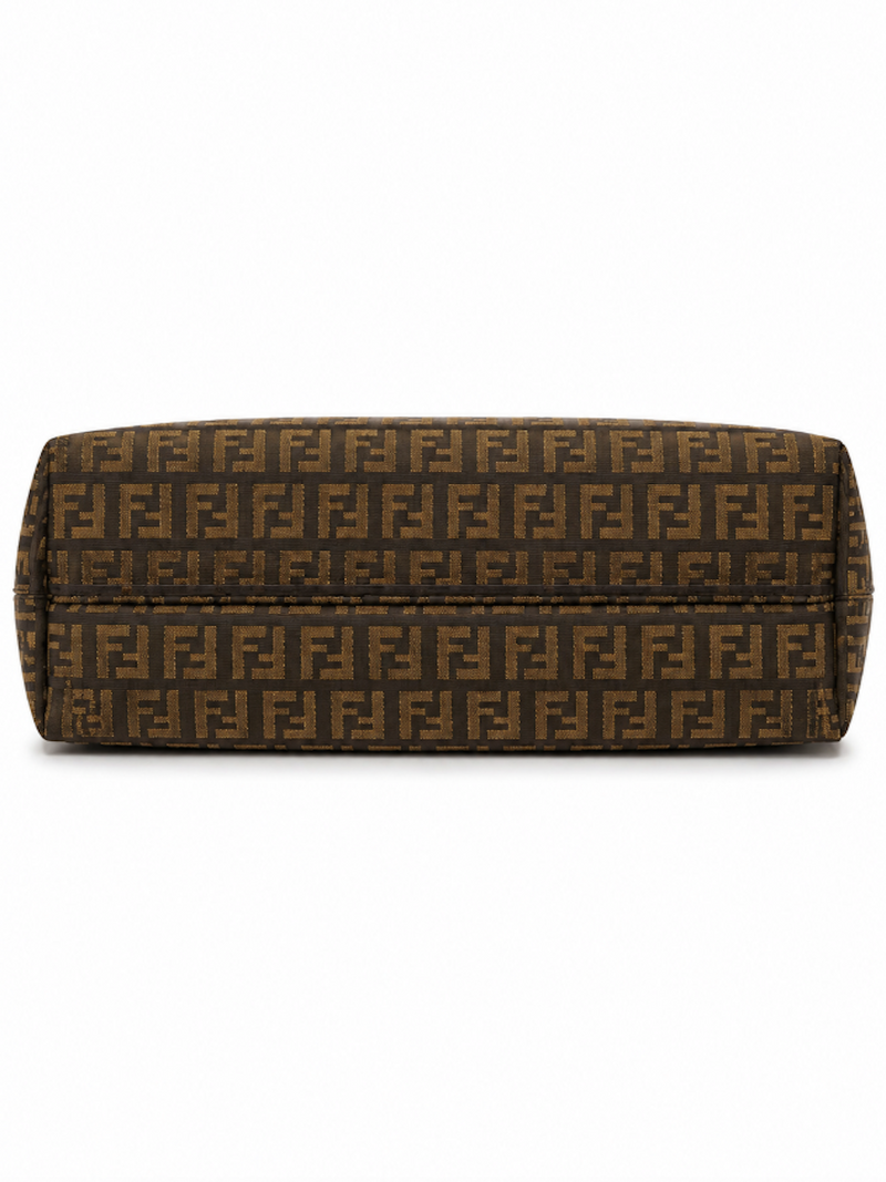 Fendi FF Logo Zucca Canvas Tote Bag Brown Beige