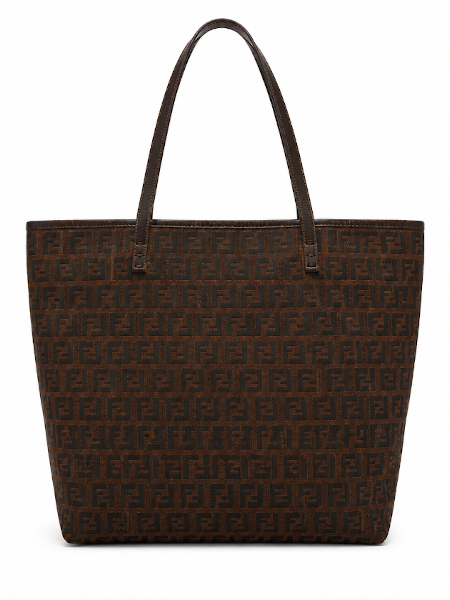 Fendi FF Logo Zucca Canvas Tote Bag Brown Black