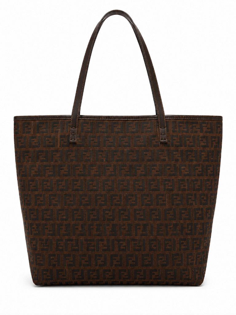 Fendi FF Logo Zucca Canvas Tote Bag Brown Black