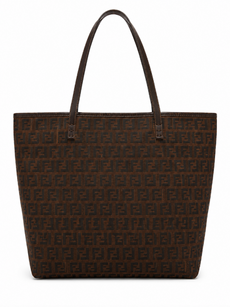 Fendi FF Logo Zucca Canvas Tote Bag Brown Black