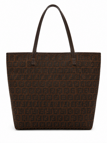 Fendi FF Logo Zucca Canvas Tote Bag Brown Black
