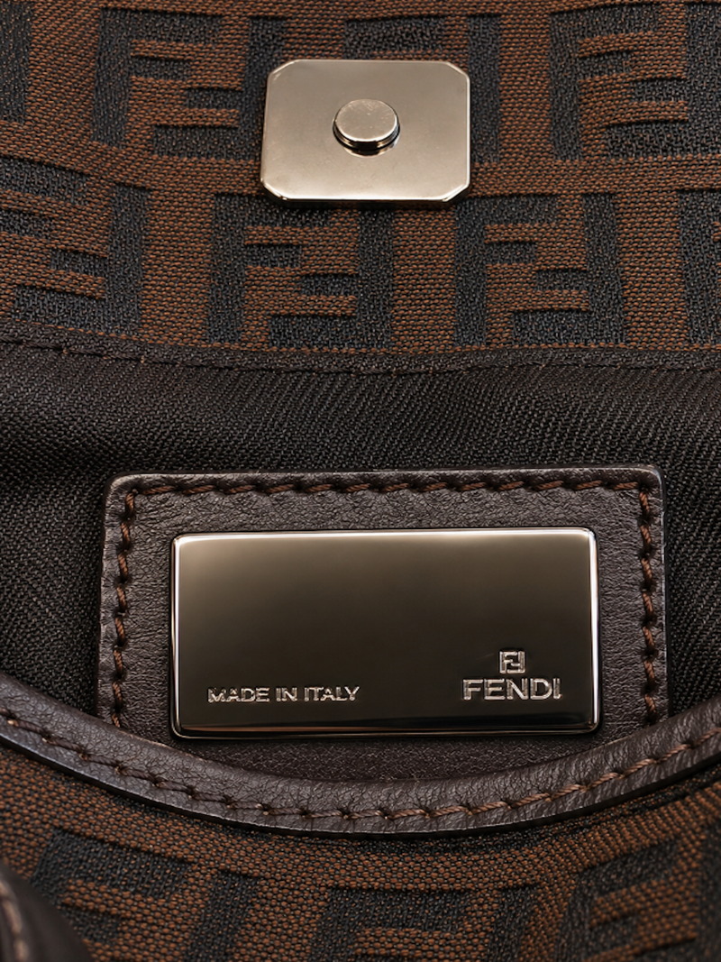 Fendi FF Logo Zucca Canvas Tote Bag Brown Black