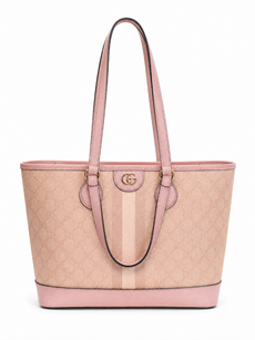 Gucci GG Supreme Monogram Medium Ophidia Shoulder Tote Bag Blush Pink
