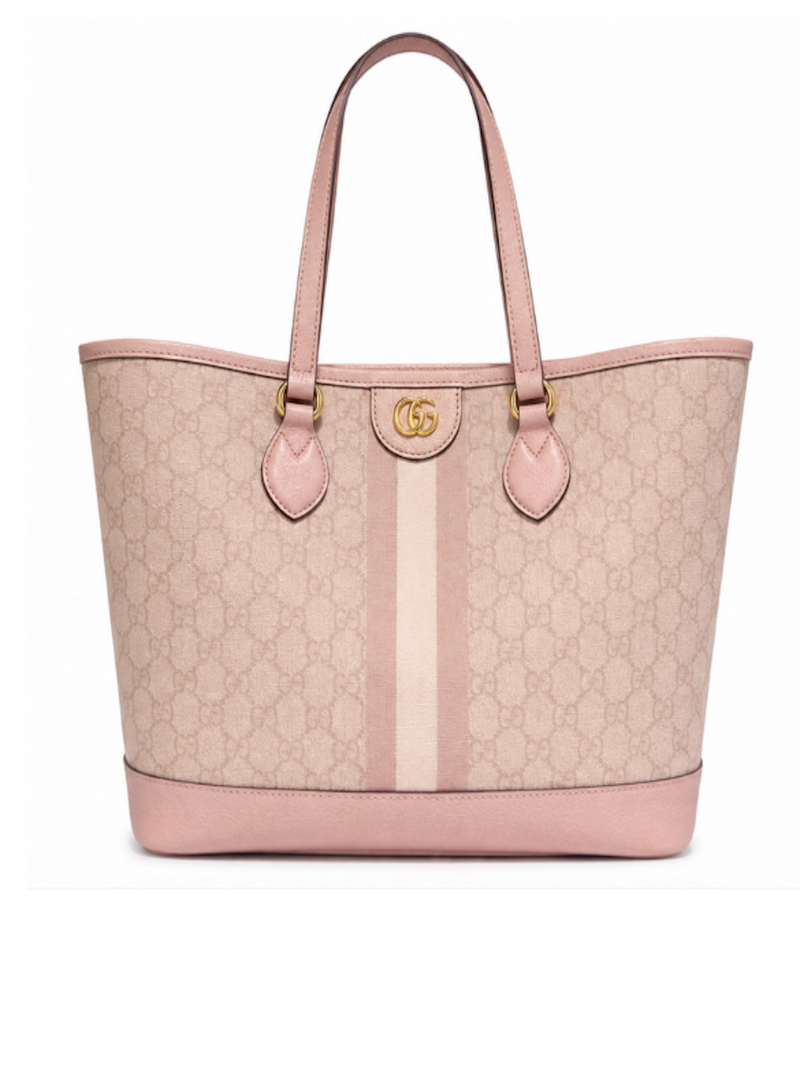 Gucci GG Supreme Monogram Medium Ophidia Shoulder Tote Bag Blush Pink