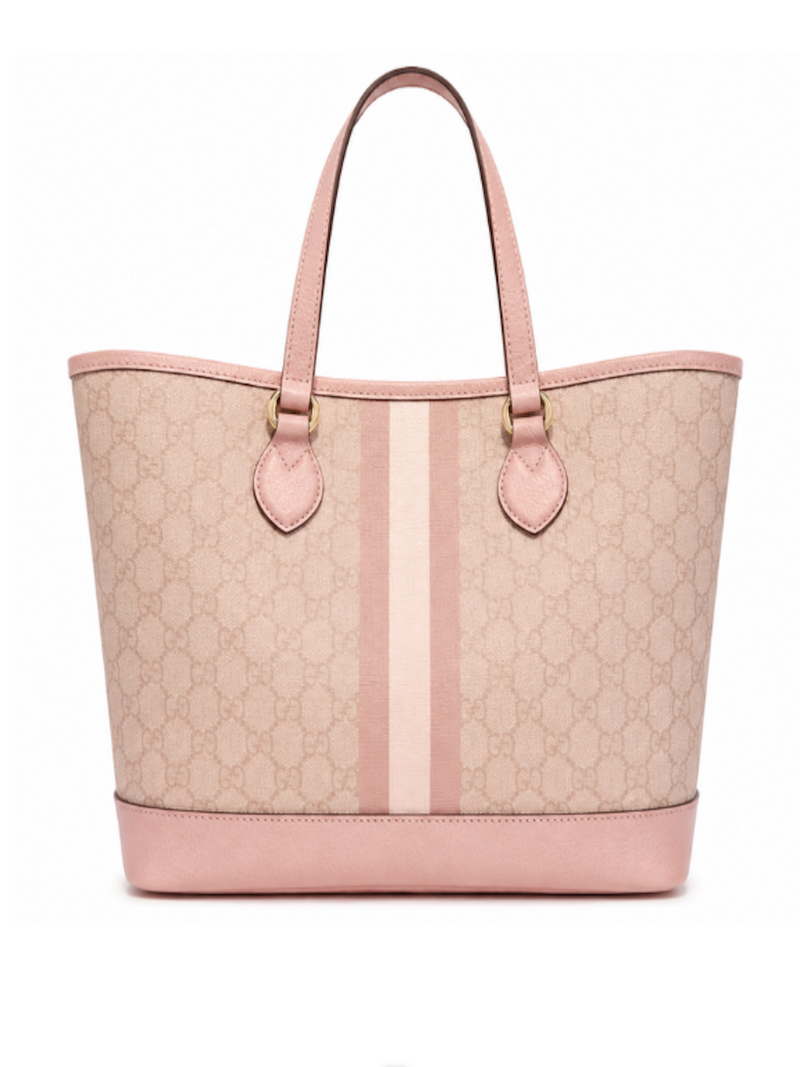 Gucci GG Supreme Monogram Medium Ophidia Shoulder Tote Bag Blush Pink