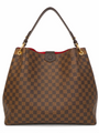 Louis Vuitton Logo Damier Ebene Hobo Graceful Handbag Brown