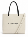 Balenciaga Logo Leather Mini Shopper Messenger Bag White Black
