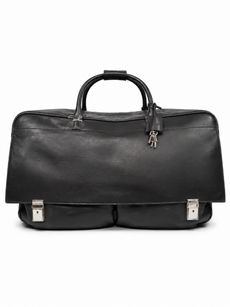 Gucci Logo Leather Canvas Duffle Keepall Bag Black