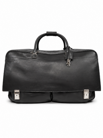 Gucci Logo Leather Canvas Duffle Keepall Bag Black