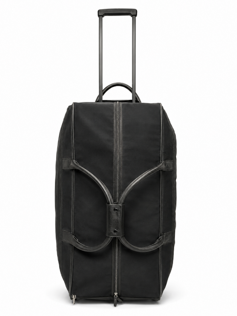 Gucci Logo Leather Canvas Duffle Keepall Bag Black