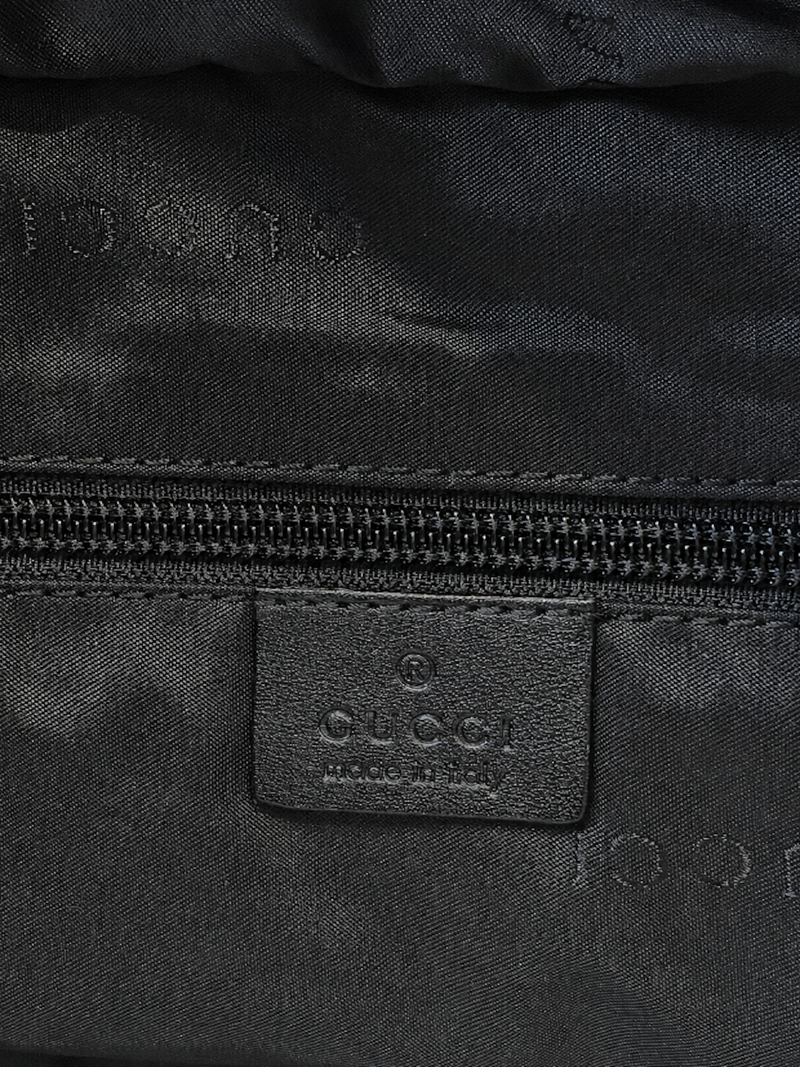 Gucci Logo Leather Canvas Duffle Keepall Bag Black