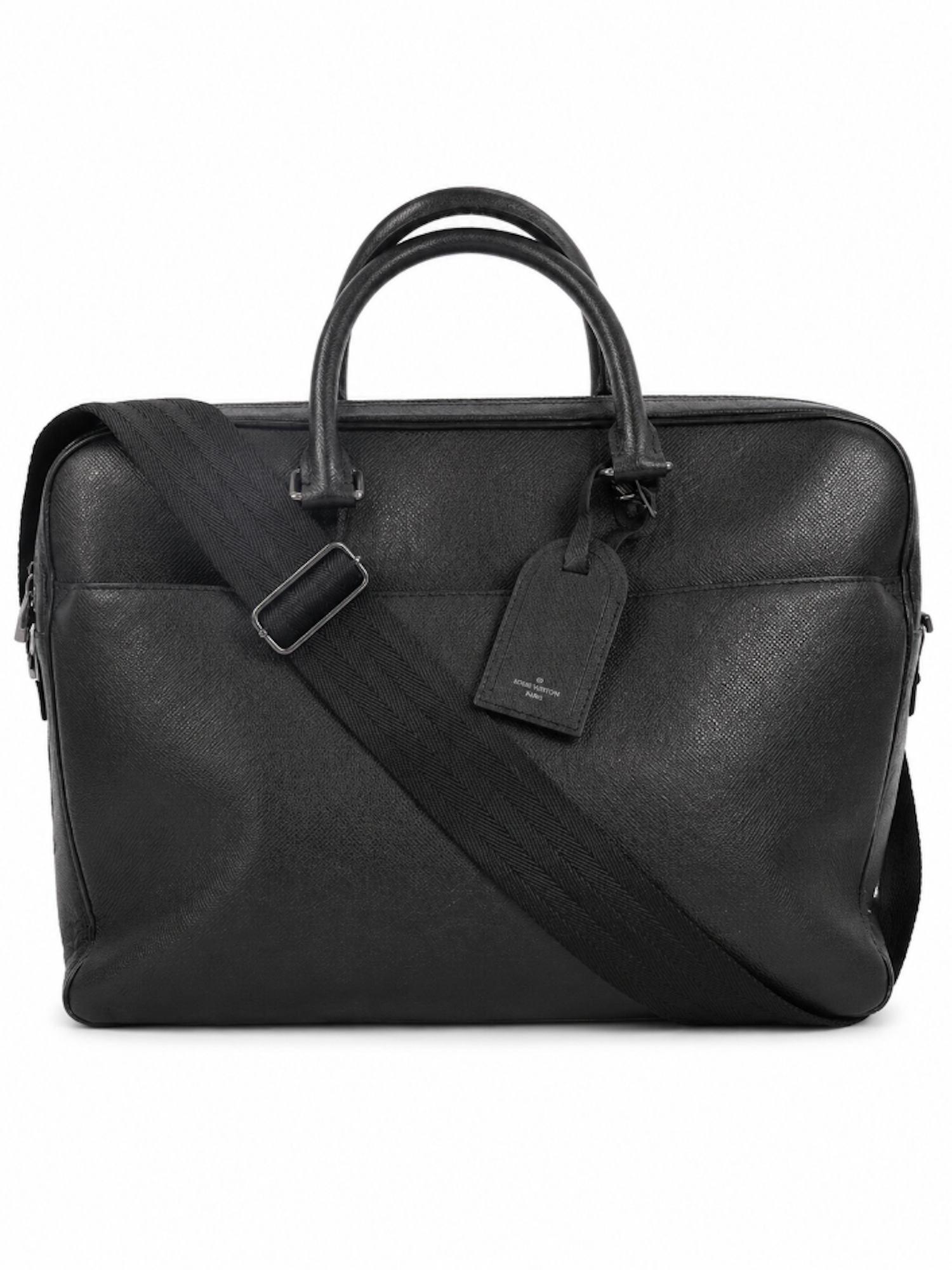 Louis Vuitton Logo Taiga Crossbody Duffle Bag Black