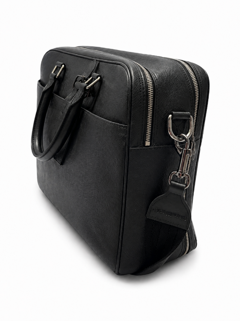 Louis Vuitton Logo Taiga Crossbody Duffle Bag Black