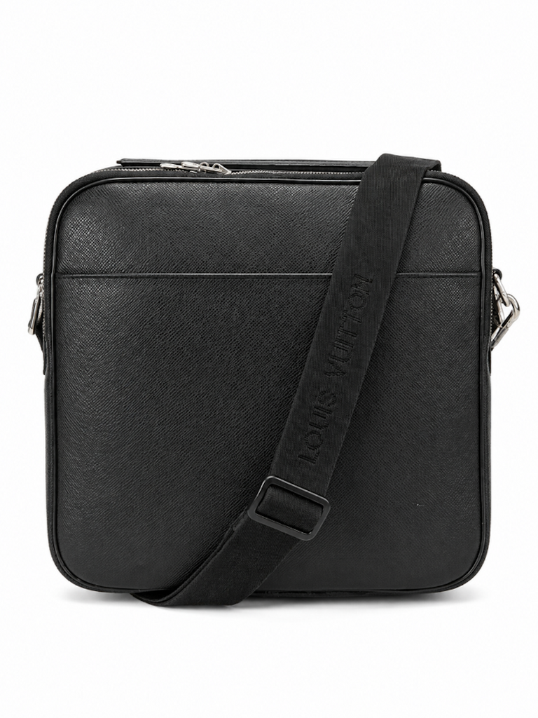 Louis Vuitton Taiga Crossbody Travel Weekender Bag Black