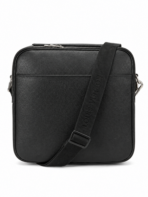 Louis Vuitton Taiga Crossbody Travel Weekender Bag Black