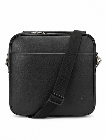 Louis Vuitton Taiga Crossbody Travel Weekender Bag Black