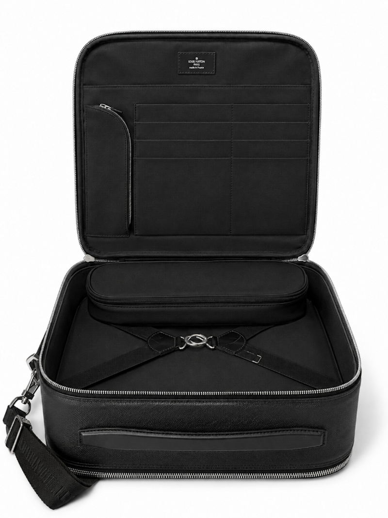 Louis Vuitton Taiga Crossbody Travel Weekender Bag Black