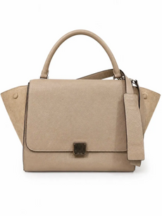 Celine Logo Leather Trapeze Bag Taupe