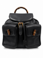 Gucci Vintage Leather Bamboo Backpack Black