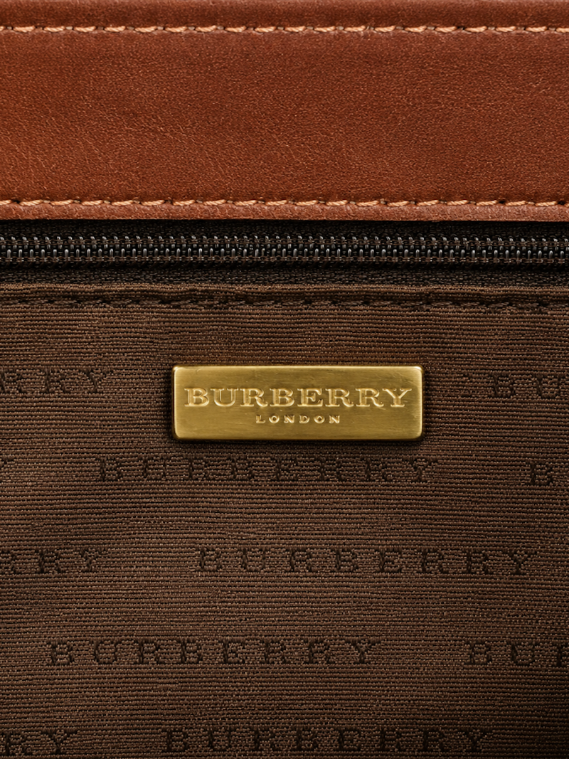 Burberry Haymarket Check Tote Bag Beige Brown