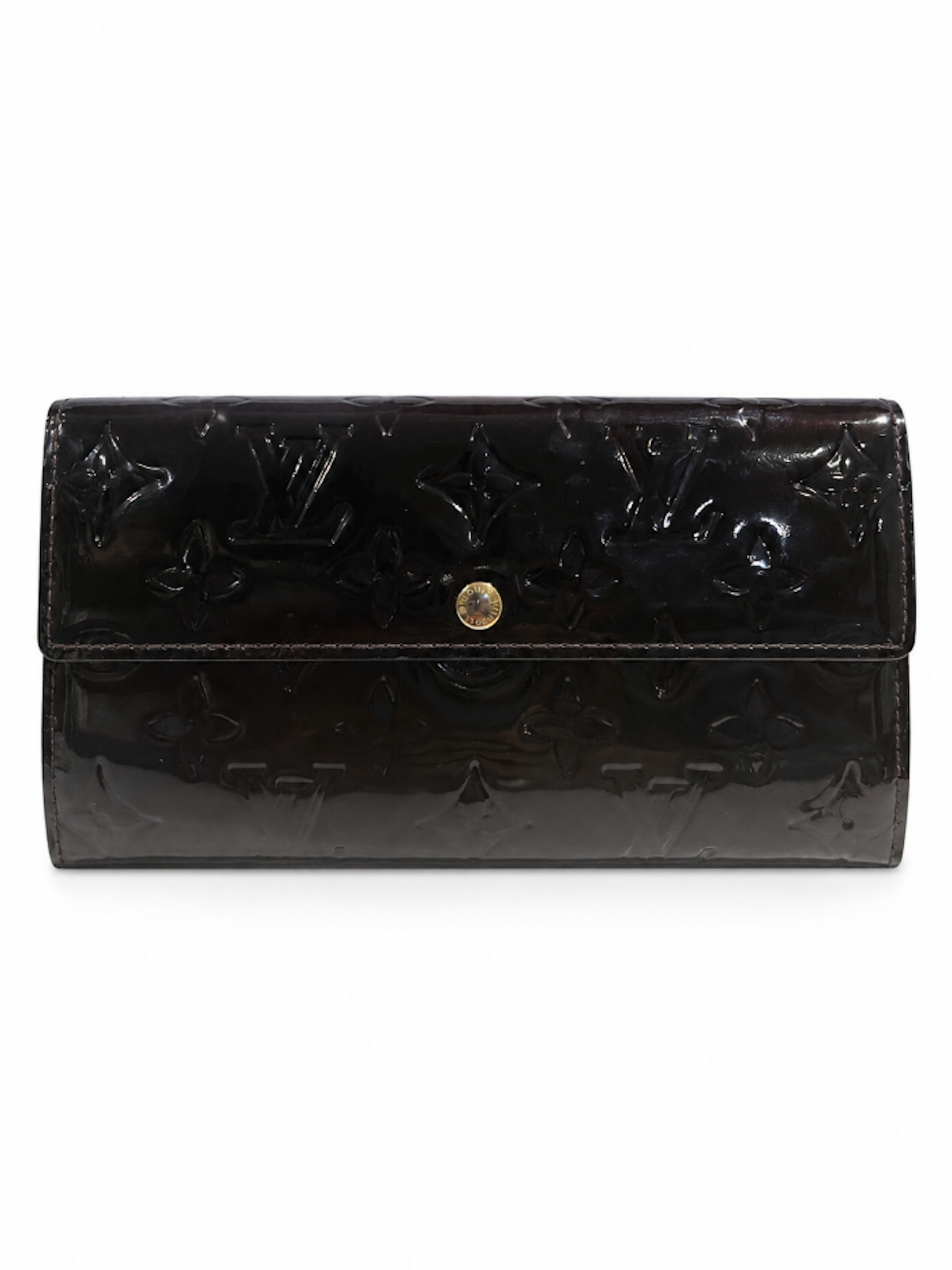 Louis Vuitton Monogram Patent Leather Flap Wallet Dark Burgundy