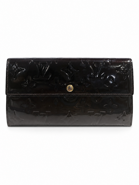 Louis Vuitton Monogram Patent Leather Flap Wallet Dark Burgundy