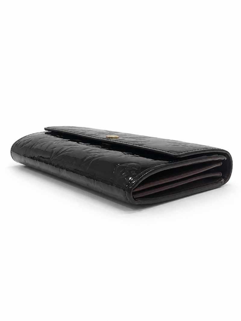 Louis Vuitton Monogram Patent Leather Flap Wallet Dark Burgundy