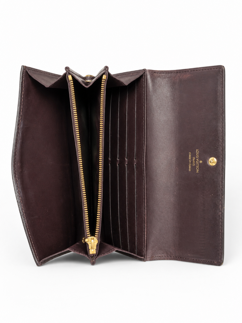 Louis Vuitton Monogram Patent Leather Flap Wallet Dark Burgundy