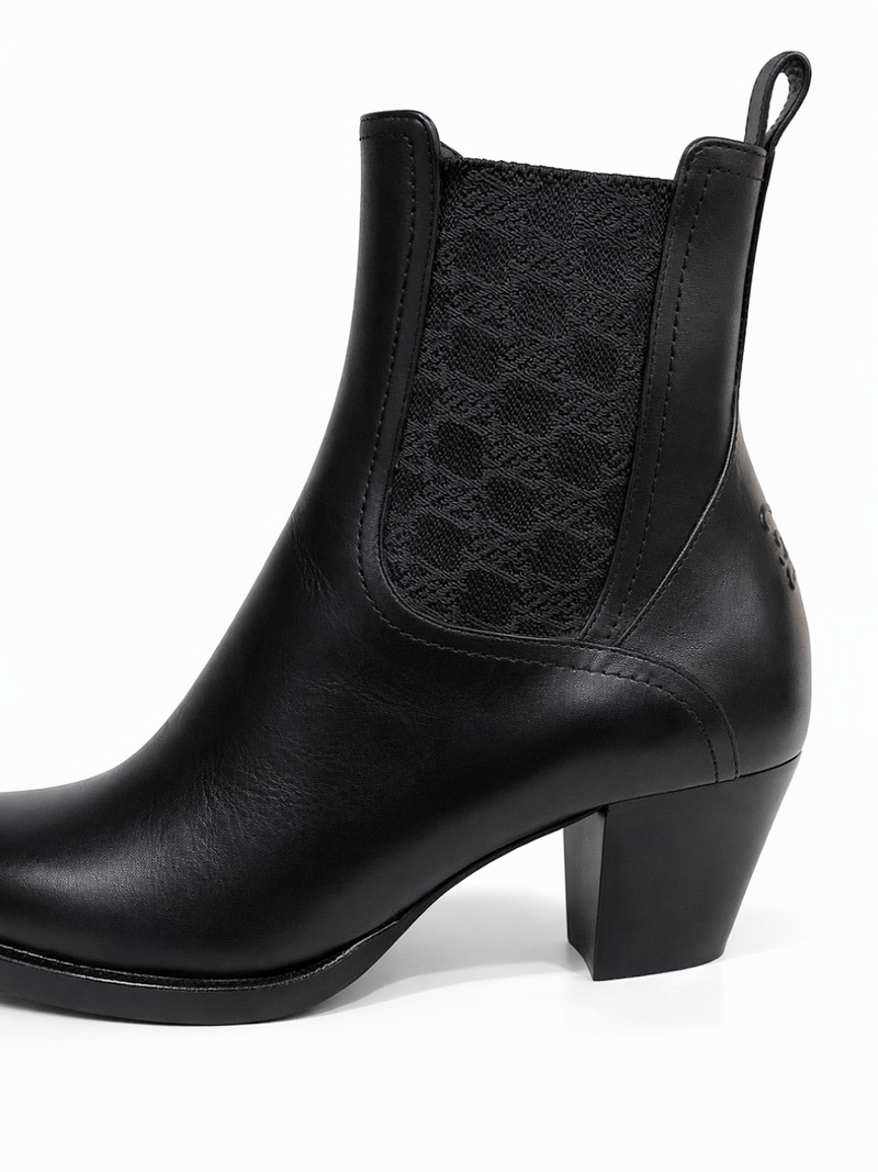 Fendi Leather Zucca Chelsea Boots Black