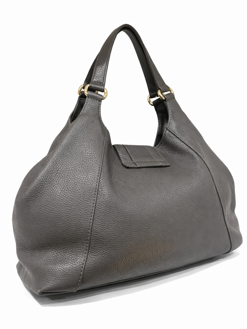 Gucci Horse Shoe Leather Large Hobo Bag Grey