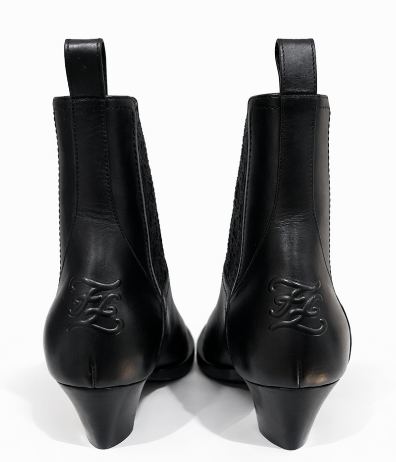 Fendi Leather Zucca Chelsea Boots Black